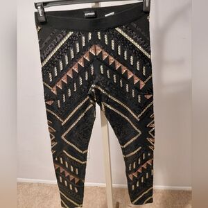 Express Black Leggings with Gold and Bronze Sequins